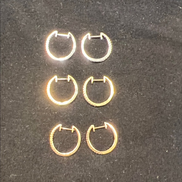 Diamond 14k Gold Hoop Earrings - Picture 1 of 7